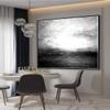 100% Handmade grey canvas Black And White simple landscape Oil Painting On Canvas Wall Art Ocean Paintings for home decoration artwork 60x60 inches view 2