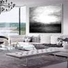 100% Handmade grey canvas Black And White simple landscape Oil Painting On Canvas Wall Art Ocean Paintings for home decoration artwork 60x60 inches view 3