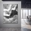 Abstract Black And White Oil Painting Handmade Modern Wall Art For Home Canvas Paintings Large Living Room Decoration 36" x 36" view 4