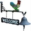 KDLK Cast Iron Doorbell with Welcome Sign Rooster Dinner Bells Front Door Decoration Wall Bell Hanging Bell view 1