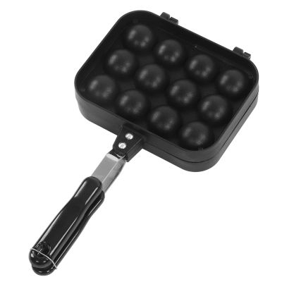 FOUF Takoyaki Grill Pan, 12 Holes Cast Iron Pan and Takoyaki Maker, Mini Pancake Mold, Cake Pop Pan, Black