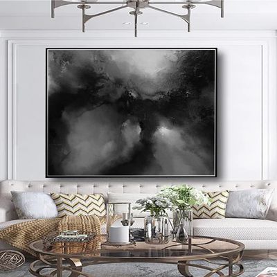 100% Handmade thick knife Black And White Wall Art landscape Oil Painting On Canvas Wall Art Picture Gift 50x50 inch