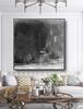 100% Handmade Abstract Black White Art on Canvas Minimalist art Painting Wall Art Decorative Picture Nordic Style Home Decor 32x32 inches view 1
