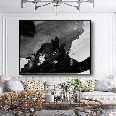 100% hand painted thick knife Black And White square painting modern landscape Oil Painting For Living Room Porch Decoration 50" x 50"