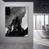 100% hand painted thick knife Black And White square painting modern landscape Oil Painting For Living Room Porch Decoration 50" x 50" view 4