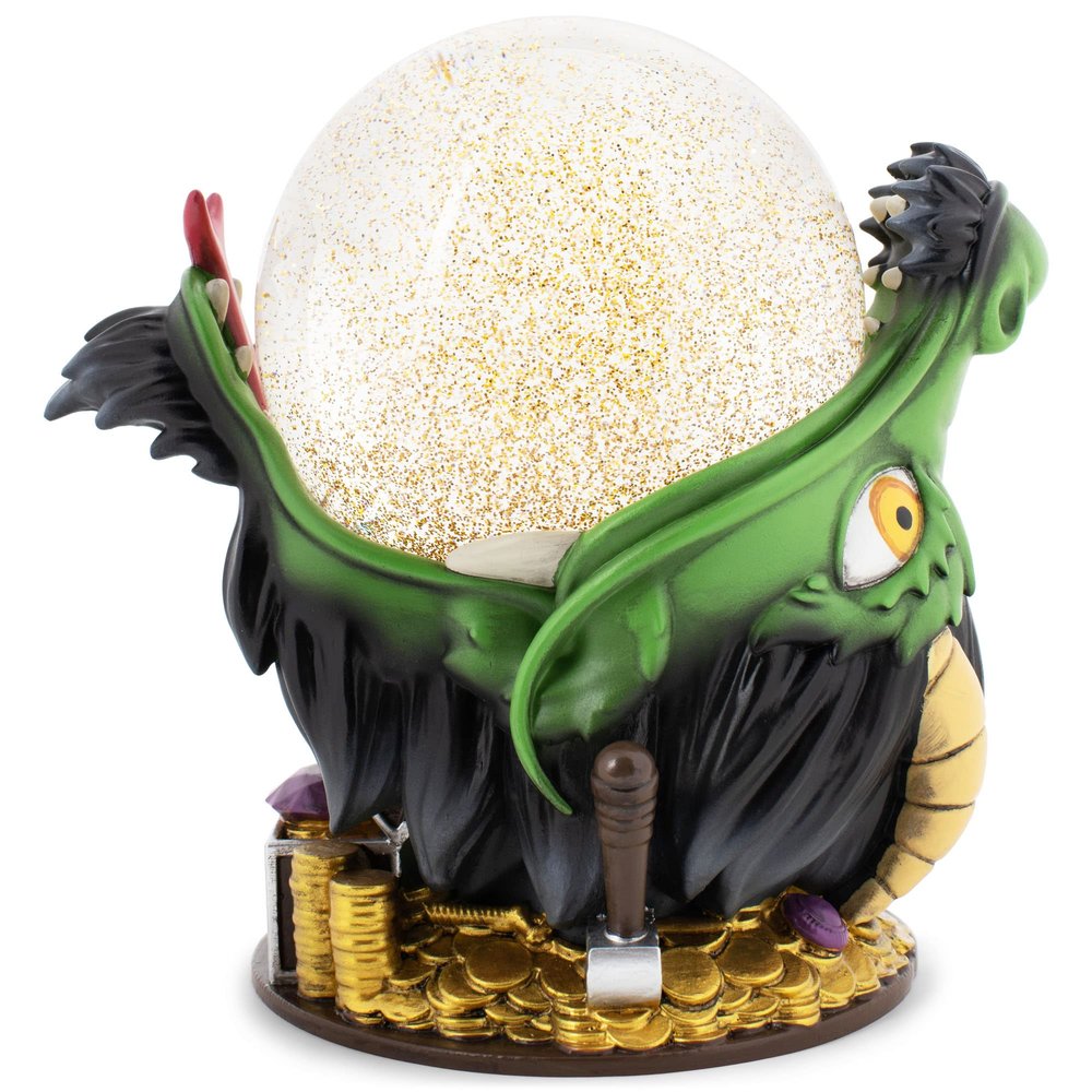 Elanze Designs Dragon Hoarding Treasure 100MM Sturdy Polyresin Gold Tone Glitter Water Snow Globe Magical Whimsical Tabletop Dresser Nightstand Figurine Decoration