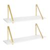 Durable 2 Piece 18 inches White/Gold Decorative Floating Shelves Wood with 2 Iron Brackets, Farmhouse Rustic Transitional Look | Lightweight Material, Endless Styling Option, Easy to Assemble & Hang view 1