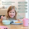 WeeSprout Bamboo Plates with Silicone Lids, Set of 4, Kid-Sized Dinnerware, Cereal, Leftovers & Snacks, Dishwasher Safe Melamine Dishware (Blue, Green, Gray, & Beige) view 4