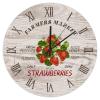 15 Inch Wooden Decorative Wall Clock Farmers Market Clock Strawberries Wood Clock Kitchen Clock Wood Grain Round Decorative Clock Rustic Home Decor for Bedroom Bathroom Kitchen Living Room view 1