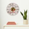 15 Inch Wooden Decorative Wall Clock Farmers Market Clock Strawberries Wood Clock Kitchen Clock Wood Grain Round Decorative Clock Rustic Home Decor for Bedroom Bathroom Kitchen Living Room view 3