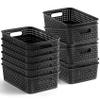 [ 12 Pack ] Plastic Storage Baskets, Small Pantry Organization and Storage Bins, Household Organizers for Laundry Room, Bathrooms, Kitchens, Cabinets, Countertop, Under Sink or Shelves, Black view 1