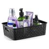 [ 12 Pack ] Plastic Storage Baskets, Small Pantry Organization and Storage Bins, Household Organizers for Laundry Room, Bathrooms, Kitchens, Cabinets, Countertop, Under Sink or Shelves, Black view 2