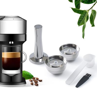 BENFUCHEN Nes presso Vertuo Pods Upgrade Version Only For Vertuo Next Coffee Brewer To Make 230 ML Crema Coffee, Stainless Steel Capsule Reusable Pods For Vertuo Next, 2 Capsules 1 Tamper