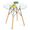 Elepbear 31.5 Inch Small Round Dining Table for 4 People Kitchen Home Modern Leisure Wood Legs Table Glass view 1