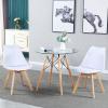 Elepbear 31.5 Inch Small Round Dining Table for 4 People Kitchen Home Modern Leisure Wood Legs Table Glass view 2