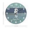 15 Inch Decorative Wall Clock Nautical Clock The Beach is My Happy Place Wall Clock Seahorse Clock Blue Wood Grain Beach Rustic Wall Clock Rustic Home Decor for Living Room Kitchen Bedroom and Office view 2
