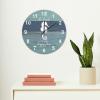 15 Inch Decorative Wall Clock Nautical Clock The Beach is My Happy Place Wall Clock Seahorse Clock Blue Wood Grain Beach Rustic Wall Clock Rustic Home Decor for Living Room Kitchen Bedroom and Office view 3