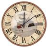15 Inch Wooden Decorative Wall Clock Nautical Ocean Clocks Custom Clock Blue Wood Grain Clock Sailboat Clock Rustic Chic Decorative Wall Clock Home Modern Decor for Home Living Room Kitchen Bedroom view 1