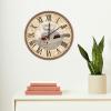 15 Inch Wooden Decorative Wall Clock Nautical Ocean Clocks Custom Clock Blue Wood Grain Clock Sailboat Clock Rustic Chic Decorative Wall Clock Home Modern Decor for Home Living Room Kitchen Bedroom view 3