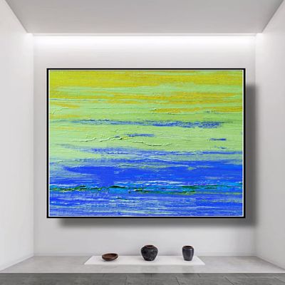 100% Hand Painted Big Size Modern Abstract Ocean sea thick knife landscape artwork oil painting Canvas For Living Room Decor 60x60 inches