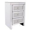 TOMYEUS Drawer Dresser 1 Piece Crystal Diamond Mirror Bedside Table Bedside Table Drawer Bedroom Furniture with 3 Drawers Bedside Storage Cabinet Silver Bedside Table view 1