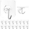 ZESLMG Adhesive Wall Hooks for Hanging, 16 Pack Self Sticky Hooks Heavy Duty 22lb Clear, Removable Shower Hook No Damage for Towel Key Coat Wreath Picture Outdoor Ceiling Bathroom Kitchen, Waterproof view 1