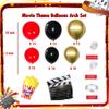 Movie Theme Birthday Party Decorations, Movie Theater Decorations, Backdrop, Balloons Arch,Popcorn Camera Clapboard foil balloons for Movie Night Birthday Party Decorations view 4