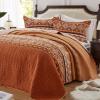 3 Pieces Quilt Set King Size Bedspread Burnt Orange/Rust Coverlet Lightweight Summer Comforter Microfiber Bohemian Bedding Set for All Season Oversized 98x106 Inch Bed Cover(1 Quilt, 2 Pillow Shams) view 1