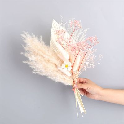 1Set Reed Pampas Wheat Ears Rabbit Tail Grass Natural Dried Flowers Bouquet Decoration for Wedding Party Bohemian Room Home A 35-40cm No Vase