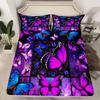 Erosebridal 5 Pcs Twin Size Girls Purple Butterfly Bedding Sets with Galaxy Comforter Set +Fitted Sheet Deep Pocket + Flat Sheet + 2 Pillowcases view 4