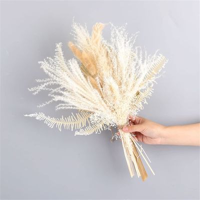 1Set Reed Pampas Wheat Ears Rabbit Tail Grass Natural Dried Flowers Bouquet Decoration for Wedding Party Bohemian Room Home D 35-40cm No Vase