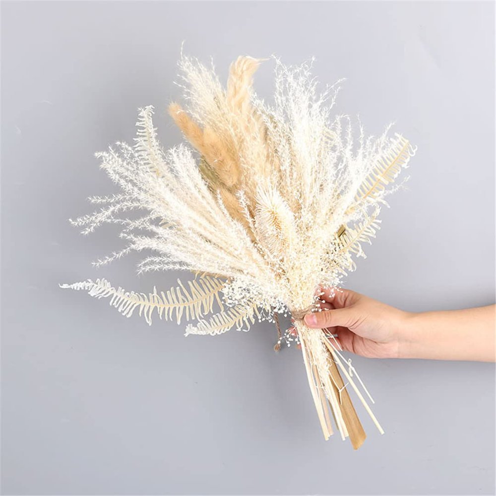 1Set Reed Pampas Wheat Ears Rabbit Tail Grass Natural Dried Flowers Bouquet Decoration for Wedding Party Bohemian Room Home D 35-40cm No Vase
