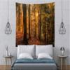 BELECO Fall Forest Tapestry Wall Hanging 80x60 Inch Autumn Sunset Scenery Trees Maple Leaves Nature Tapestry Dark Mountain Forest Landscape Tapestries Art Wall Decor for Bedroom Living Room Dorm view 3
