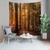 BELECO Fall Forest Tapestry Wall Hanging 80x60 Inch Autumn Sunset Scenery Trees Maple Leaves Nature Tapestry Dark Mountain Forest Landscape Tapestries Art Wall Decor for Bedroom Living Room Dorm view 4