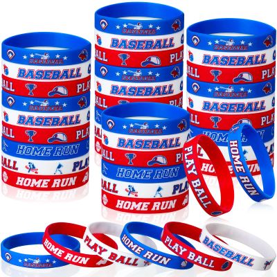 Capoda 36 Pieces Baseball Motivational Silicone Wristband, Baseball Party Decorations for Themed Party Bracelets Jewelry Sports Gifts Supplies over 6 Years