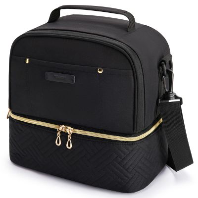 TOURIT Lunch Bag Women Double Deck Lunch Box Insulated Lunch Cooler for Women Men Work, Black