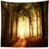 BELECO Foggy Fall Forest Tapestry Wall Hanging 70x47 Inch Autumn Scenery Misty Woodland Path Fallen Leaves Nature Tapestry Halloween Party Decor Autumn Tapestry for Living Room Bedroom Dorm view 1