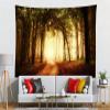 BELECO Foggy Fall Forest Tapestry Wall Hanging 70x47 Inch Autumn Scenery Misty Woodland Path Fallen Leaves Nature Tapestry Halloween Party Decor Autumn Tapestry for Living Room Bedroom Dorm view 2