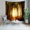 BELECO Foggy Fall Forest Tapestry Wall Hanging 70x47 Inch Autumn Scenery Misty Woodland Path Fallen Leaves Nature Tapestry Halloween Party Decor Autumn Tapestry for Living Room Bedroom Dorm view 4