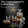 Whiskey Decanter Gift Set with 4 Cocktail Glasses & Handcrafted Granite Whiskey Chilling Stones - Whisky Carafe Glass for Liquor, Scotch, Bourbon Tasting - Magnificent Gold Foil Gift Box by Rocks view 2