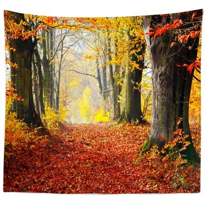 BELECO Autumn Forest Wall Hanging - 106x70 Inch Fall Forest Nature Tapestry with Yellow Trees and Red Leaves - Perfect for Bedroom or Living Room Thanksgiving Party Decorations