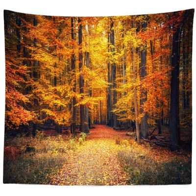BELECO Autumn Forest Tapestry Wall Hanging National Park Fall Scenery Yellow and Red Fallen Leaves Nature Tapestry 106x70 Inch Mystical Autumn Tapestries for Bedroom Living Room Dorm Home Decor