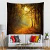 BELECO Autumn Forest Tapestry Wall Hanging 106x70 Inch Fall Scenery Tapestry Mountain Road Forest Sunlight Fallen Leaves Nature Tapestry Art Wall Decor for Bedroom Living Room Dorm view 2