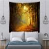 BELECO Autumn Forest Tapestry Wall Hanging 106x70 Inch Fall Scenery Tapestry Mountain Road Forest Sunlight Fallen Leaves Nature Tapestry Art Wall Decor for Bedroom Living Room Dorm view 3
