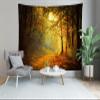 BELECO Autumn Forest Tapestry Wall Hanging 106x70 Inch Fall Scenery Tapestry Mountain Road Forest Sunlight Fallen Leaves Nature Tapestry Art Wall Decor for Bedroom Living Room Dorm view 4