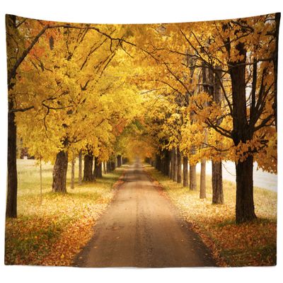 BELECO Autumn Park Wall Hanging - Fall Landscape Tapestry, 106x70 Inch, Woods Path, Yellow Trees, Leaves Nature Tapestry for Bedroom, Living Room, Dorm