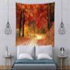 BELECO Autumn Forest Tapestry Wall Hanging Fall Tapestry 106x70 Inch Red Trees Maple leaves Mountain Road Nature Tapestry Thanksgiving Party Decor Autumn Tapestries for Bedroom Living Room Home view 3