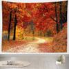 BELECO Autumn Forest Tapestry Wall Hanging Fall Tapestry 106x70 Inch Red Trees Maple leaves Mountain Road Nature Tapestry Thanksgiving Party Decor Autumn Tapestries for Bedroom Living Room Home view 4