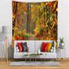 BELECO Autumn Scenery Wall Hanging 106x70 Inch Fall Forest Woodland Tapestry With Fallen Leaves, Sunshine, Mountain Road Nature Home Decor for Bedroom Living Room Dorm view 2
