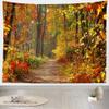 BELECO Autumn Scenery Wall Hanging 106x70 Inch Fall Forest Woodland Tapestry With Fallen Leaves, Sunshine, Mountain Road Nature Home Decor for Bedroom Living Room Dorm view 3